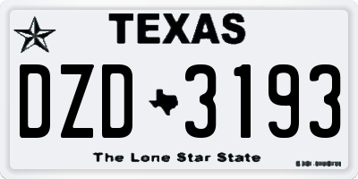 TX license plate DZD3193