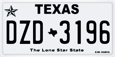 TX license plate DZD3196