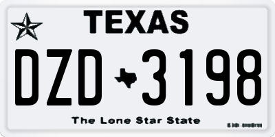 TX license plate DZD3198