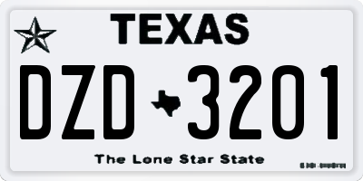 TX license plate DZD3201