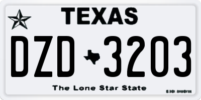 TX license plate DZD3203
