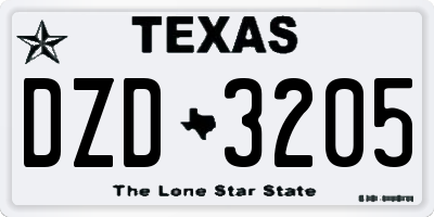 TX license plate DZD3205
