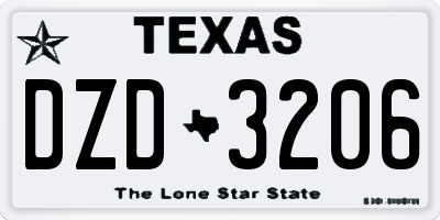 TX license plate DZD3206