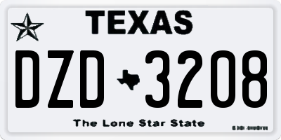 TX license plate DZD3208