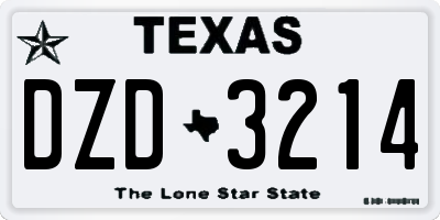 TX license plate DZD3214