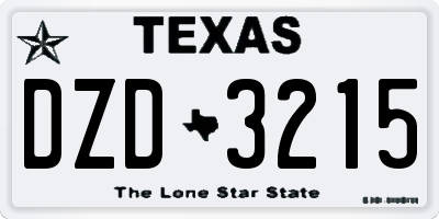 TX license plate DZD3215