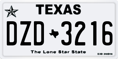 TX license plate DZD3216