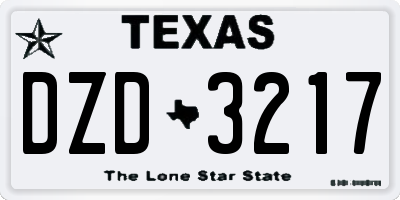 TX license plate DZD3217