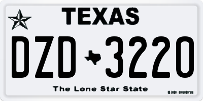 TX license plate DZD3220