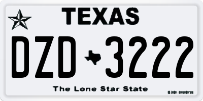 TX license plate DZD3222