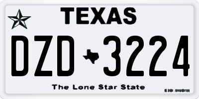 TX license plate DZD3224