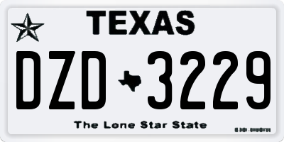 TX license plate DZD3229