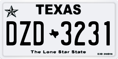 TX license plate DZD3231