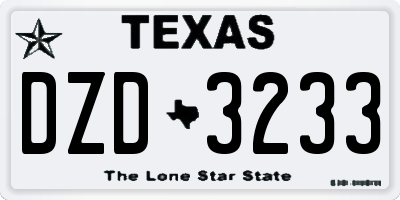 TX license plate DZD3233