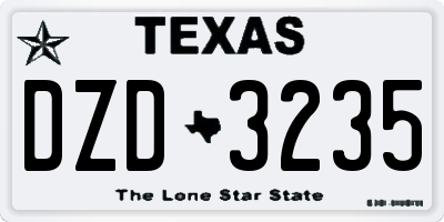TX license plate DZD3235