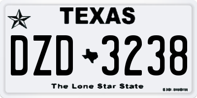 TX license plate DZD3238