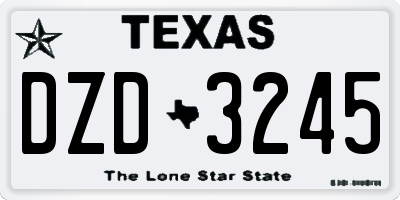 TX license plate DZD3245