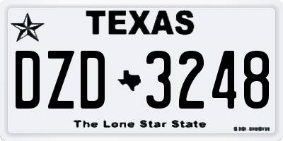 TX license plate DZD3248