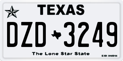 TX license plate DZD3249