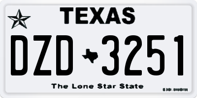TX license plate DZD3251