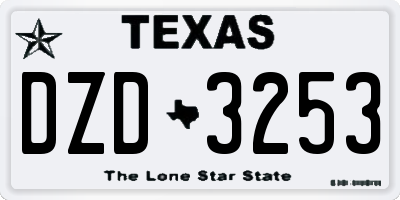 TX license plate DZD3253