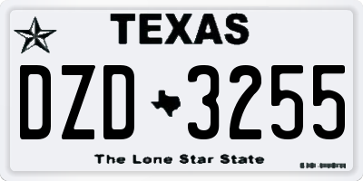 TX license plate DZD3255