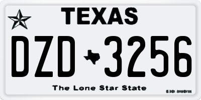 TX license plate DZD3256