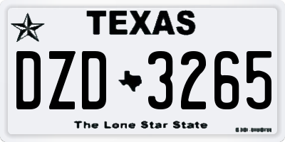 TX license plate DZD3265