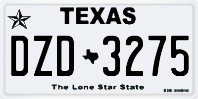 TX license plate DZD3275