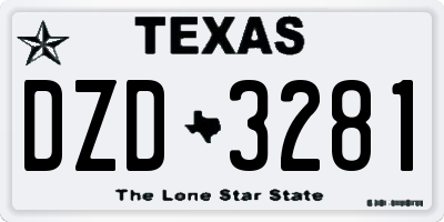 TX license plate DZD3281