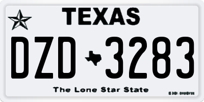 TX license plate DZD3283