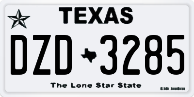 TX license plate DZD3285