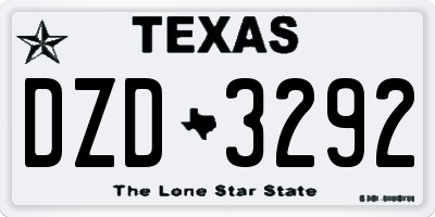 TX license plate DZD3292