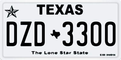 TX license plate DZD3300