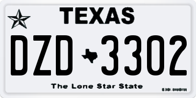 TX license plate DZD3302