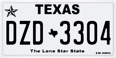 TX license plate DZD3304