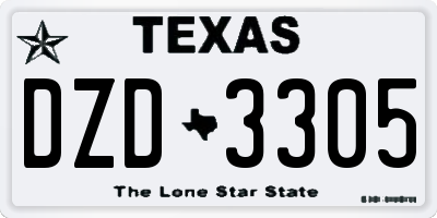 TX license plate DZD3305