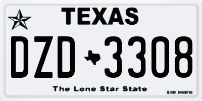 TX license plate DZD3308