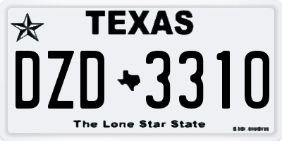 TX license plate DZD3310