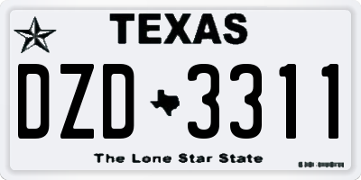 TX license plate DZD3311