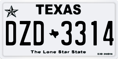 TX license plate DZD3314