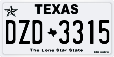 TX license plate DZD3315