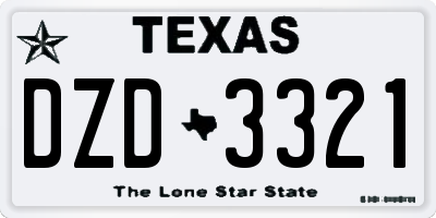 TX license plate DZD3321