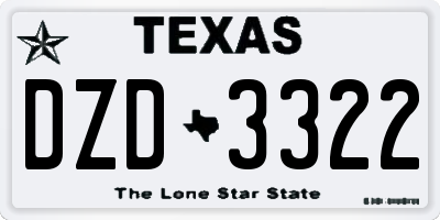 TX license plate DZD3322