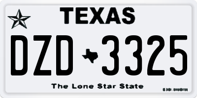 TX license plate DZD3325