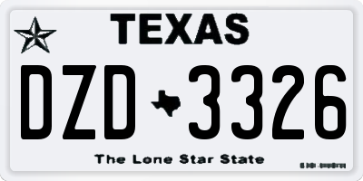 TX license plate DZD3326