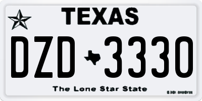 TX license plate DZD3330