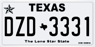TX license plate DZD3331
