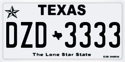 TX license plate DZD3333