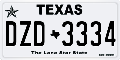 TX license plate DZD3334